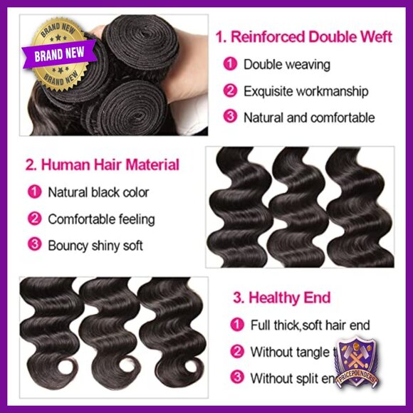 Brazilian Virgin Human Hair Extensions Body Wave Bundles with Lace Closure main image 5